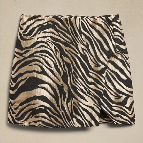 NWT Banana Republic Eclat Brocade Mini Skirt Metallic Gold Zebra - Picture 2 of 12